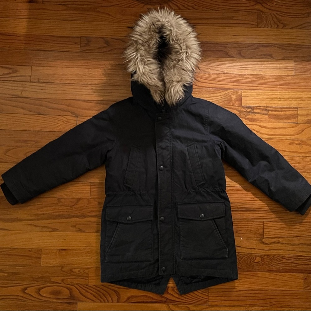 Black Parka with Faux Fur Hood